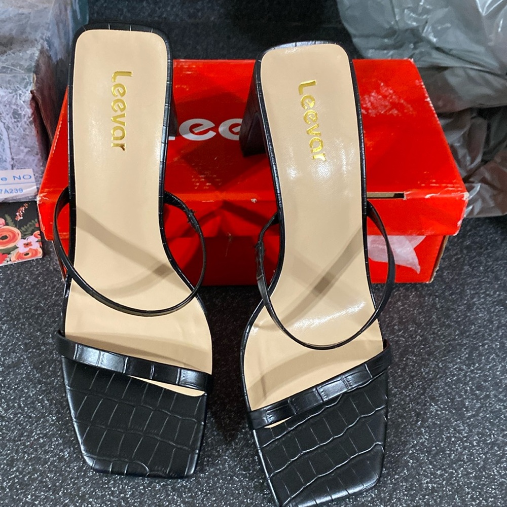 Leevar Square Toe Heeled Sandals, Low Heel Sandals Size 9B(M)